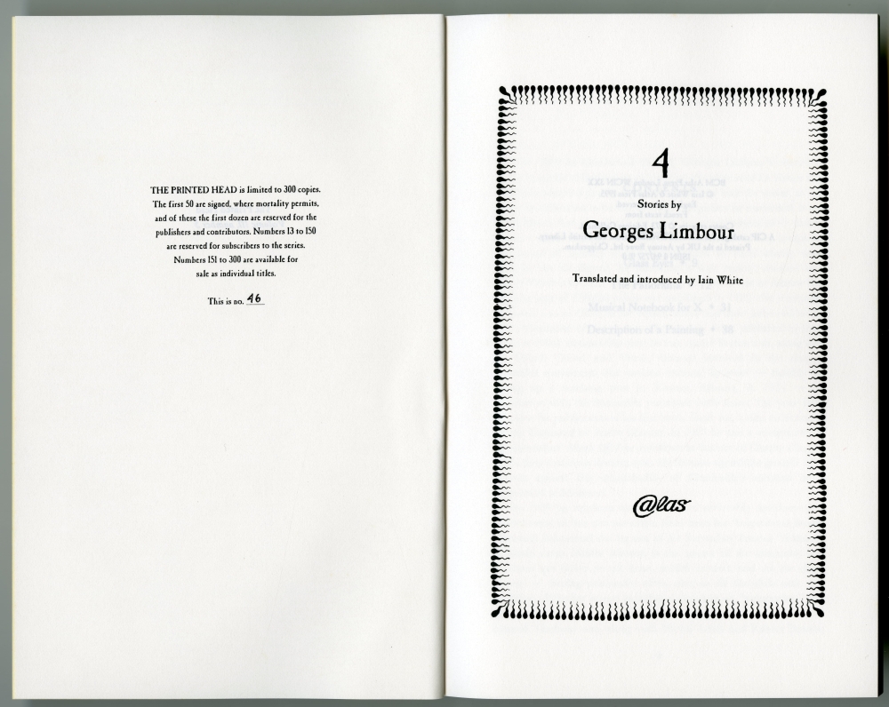 Georges Limbour “4 STORIES”ナンバー